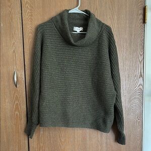 Ribbed Olive Turtleneck Sweater